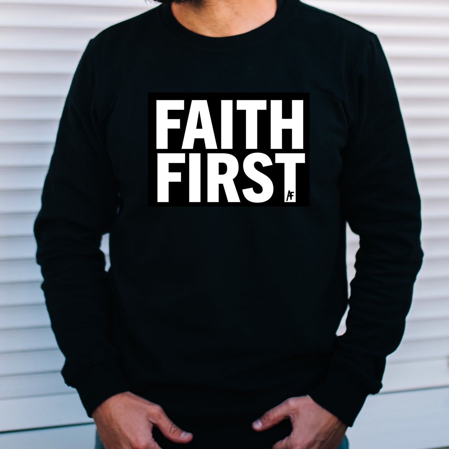 FAITH FIRST black crewneck sweatshirt