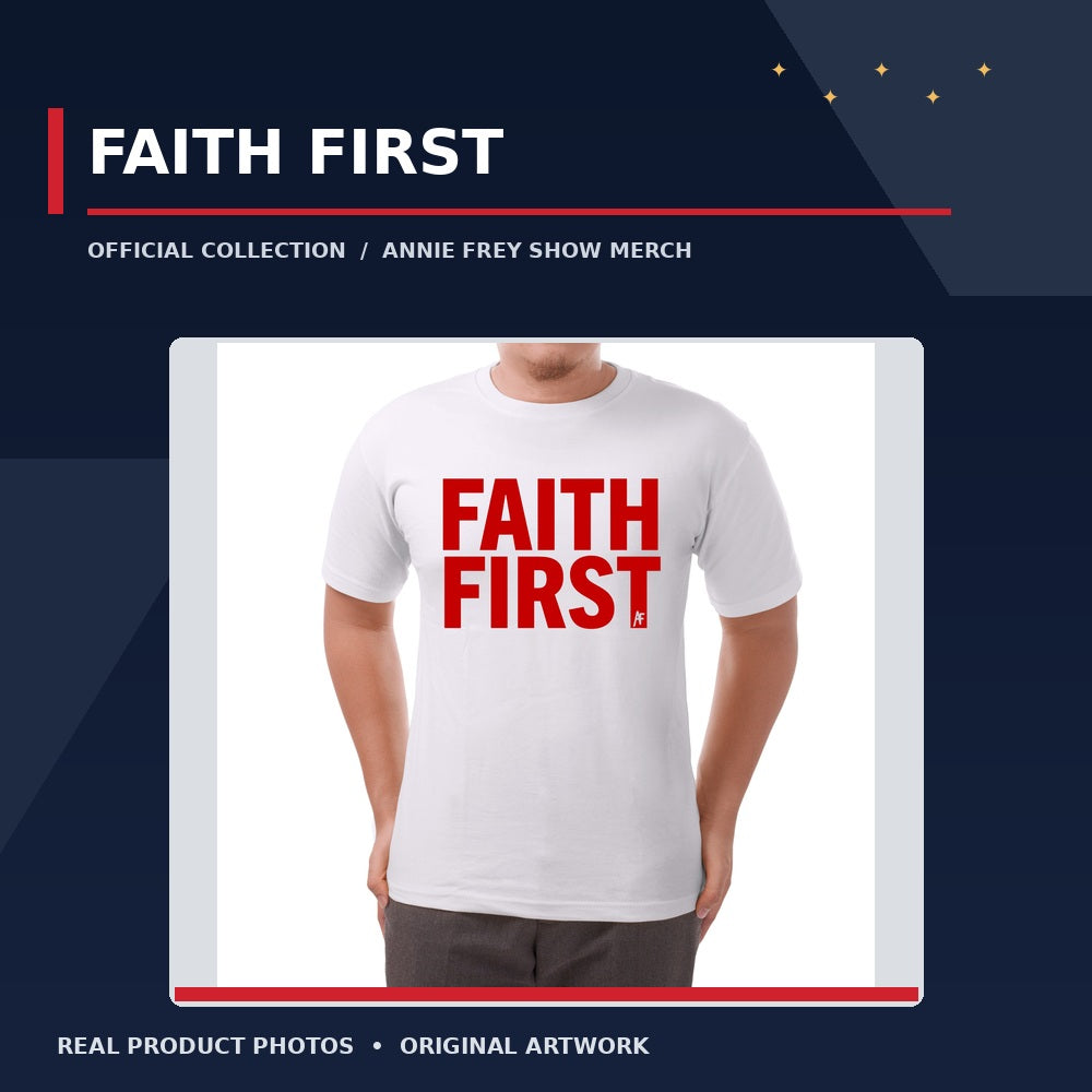 FAITH FIRST collection featuring actual Annie Frey Show merchandise