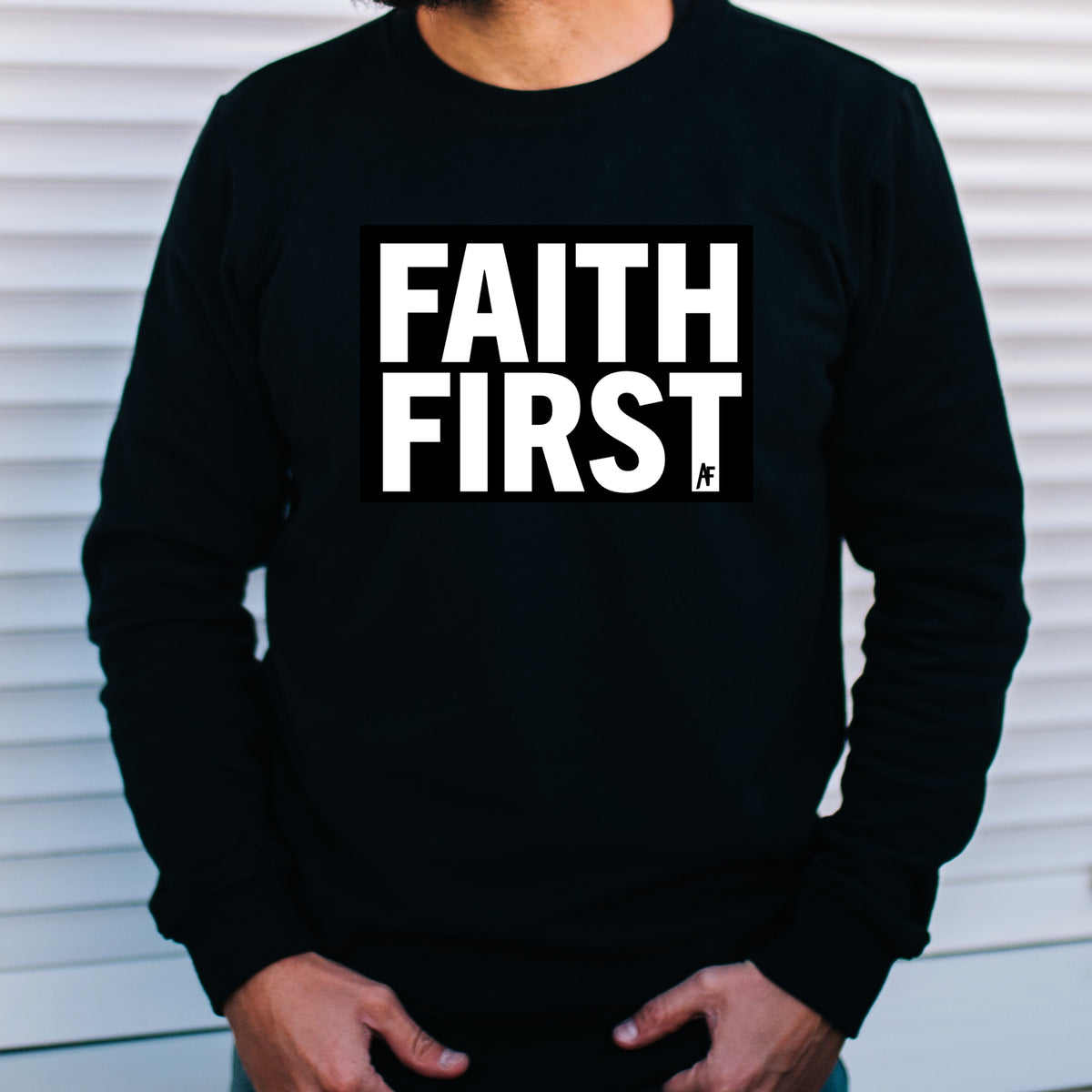 FAITH FIRST black crewneck sweatshirt